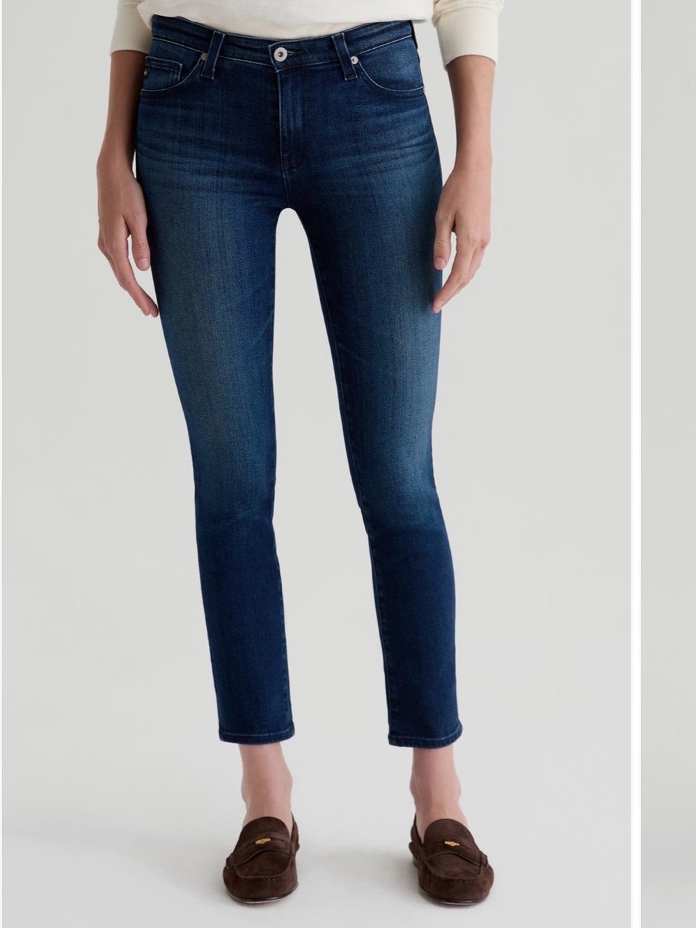 Ag Adriano Goldschmied Dark Blue Cropped Jeans “The Prima Ankle” cigarette
